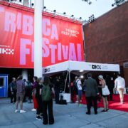 NEW YORK, NY, USA - JUNE 9, 2022: Atmosphere at entrance to Tribeca Film Festival at BMCC Tribeca Performing Arts Center