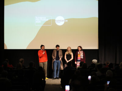 Isaiah Saxon, Finn Wolfhard, Helena Zengel, and Emily Watson attend the Q&A for The Legend of Och by Isaiah Saxon, an official selection of the 2025 Sundance Film Festival