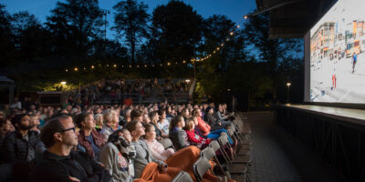 Amsterdam, The Netherlands - August 22 2018: open air screening of Kenyan film Supa Modo at Vondelpark Openluchttheater during World Cinema Amsterdam, a world film festival held from 16 to 25/08/2018