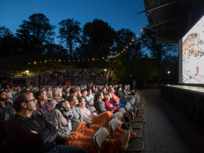 Amsterdam, The Netherlands - August 22 2018: open air screening of Kenyan film Supa Modo at Vondelpark Openluchttheater during World Cinema Amsterdam, a world film festival held from 16 to 25/08/2018