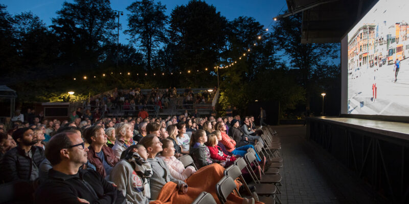 Amsterdam, The Netherlands - August 22 2018: open air screening of Kenyan film Supa Modo at Vondelpark Openluchttheater during World Cinema Amsterdam, a world film festival held from 16 to 25/08/2018