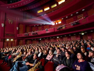 THESSALONIKI - GREECE, OCTOBER 31, 2014: People during opening ceremony of 55th Thessaloniki International Film Festival at Olympion Cinema