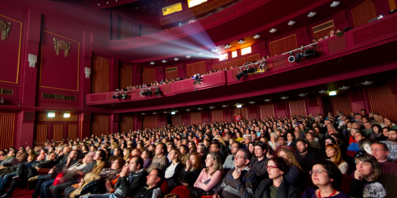 THESSALONIKI - GREECE, OCTOBER 31, 2014: People during opening ceremony of 55th Thessaloniki International Film Festival at Olympion Cinema