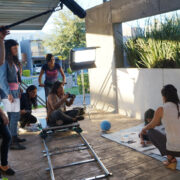MONTERREY, NUEVO LEÓN, MÉXICO - AROUND THE YEAR 2016: Film students working on short films,