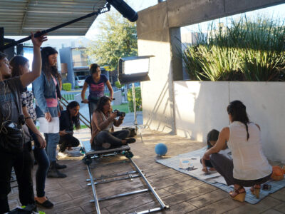 MONTERREY, NUEVO LEÓN, MÉXICO - AROUND THE YEAR 2016: Film students working on short films,