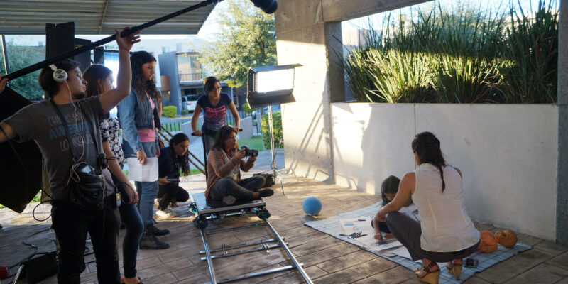 MONTERREY, NUEVO LEÓN, MÉXICO - AROUND THE YEAR 2016: Film students working on short films,