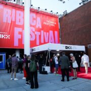 NEW YORK, NY, USA - JUNE 9, 2022: Atmosphere at entrance to Tribeca Film Festival at BMCC Tribeca Performing Arts Center