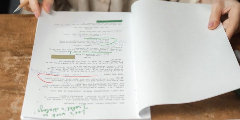 Woman reading movie script