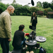 (L to R) Director Yorgos Lanthimos, director of photography Robbie Ryan and actor Emma Stone on the set of BUGONIA, a Focus Features release. Credit: Atsushi Nishijima/Focus Features © 2025 All Rights Reserved.